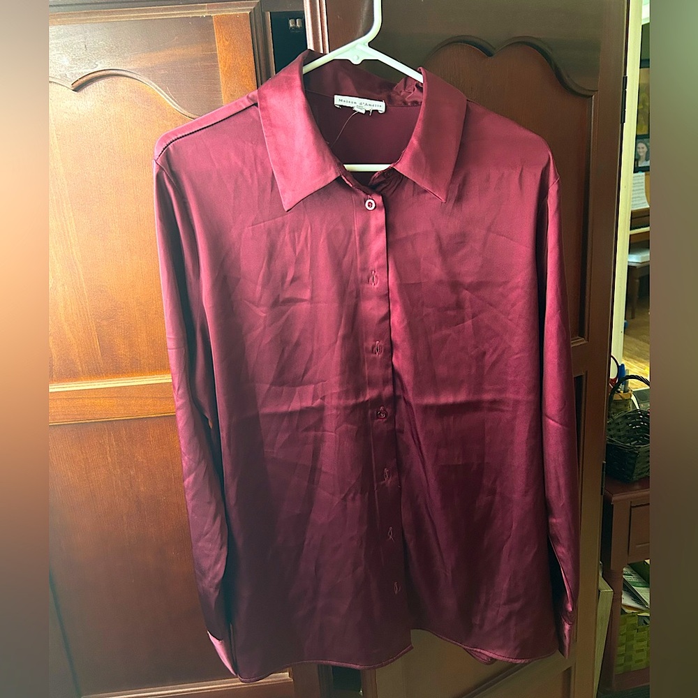 Satin button down shirt